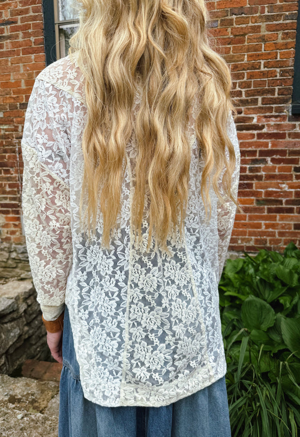 White & Cream two-toned Lace Button-up