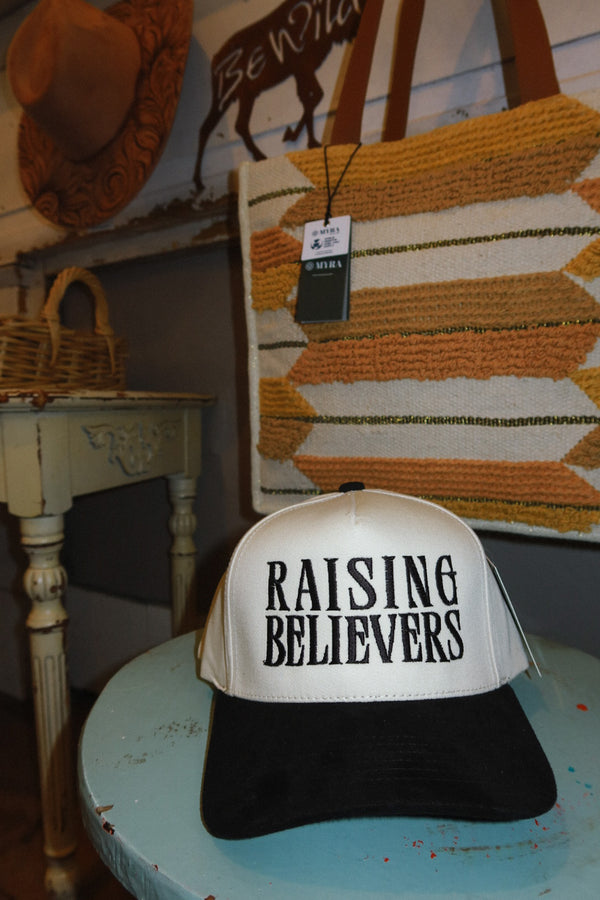 Raising Believers Embroidered Hat - cream/black