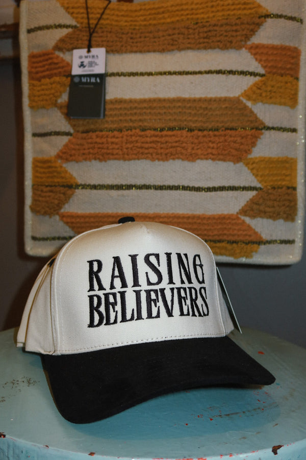 Raising Believers Embroidered Hat - cream/black