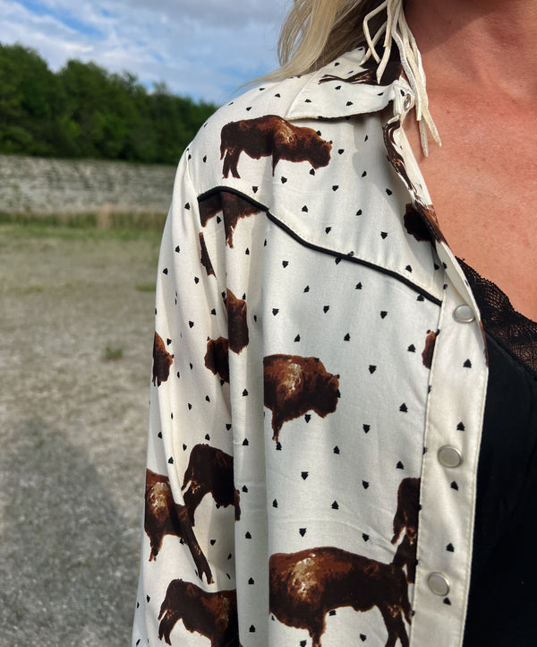 Cotton & Rye Bison Long Sleeve Pearl Snap Western Shirt