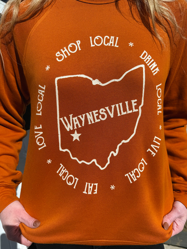 Shop, Drink, Live, Eat, Love Local Crewneck - Waynesville