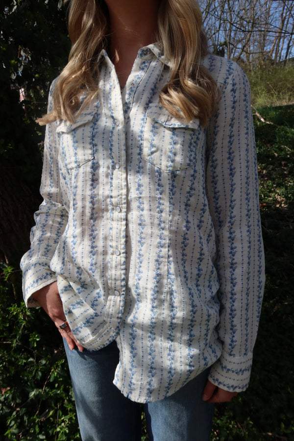 Ava Floral Long Sleeve Pearl Snap Western Shirt