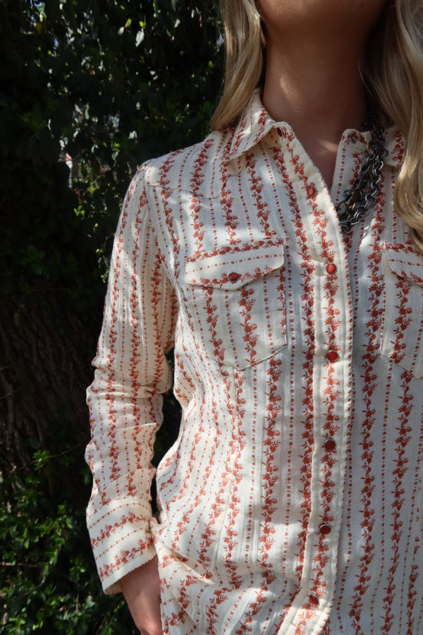 Ava Floral Long Sleeve Pearl Snap Western Shirt