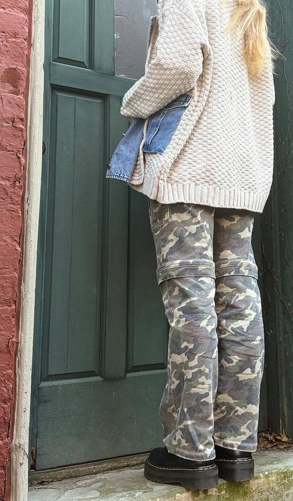 Hidden High Rise Wide Leg Cargo Jean for Women in Camo