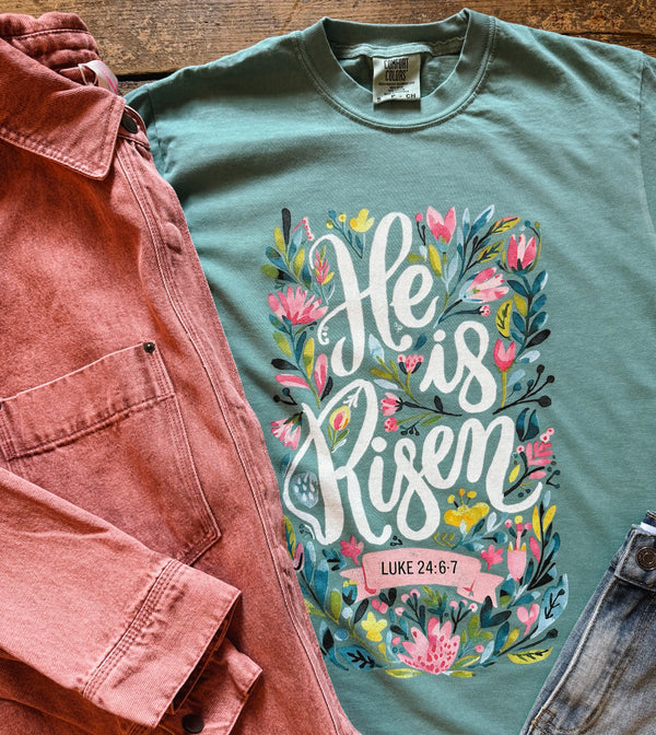 He is Risen Floral Graphic Tee