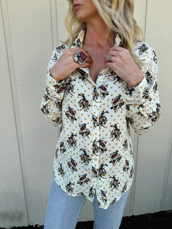 Cotton & Rye Buckaroo Betty Long Sleeve Pearl Snap Western Shirt