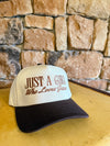 JUST A GIRL Who Loves Jesus Embroidered Baseball Hat - cream/brown