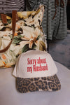 Sorry about my Husband Embroidered Hat - cream/leopard