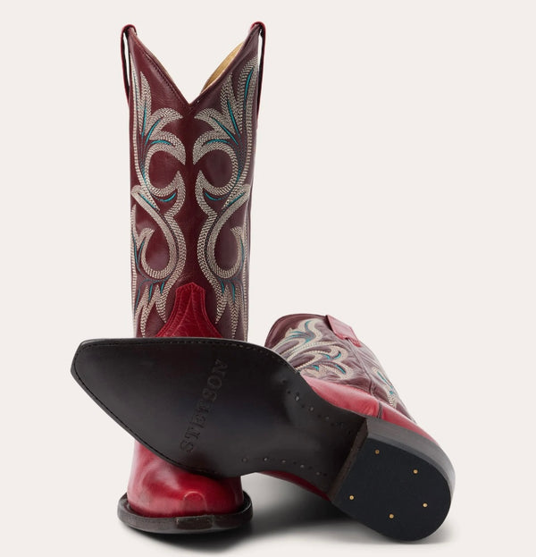 Stetson Women’s LAUREN Goat Leather Western Boots - red/wine snip toe