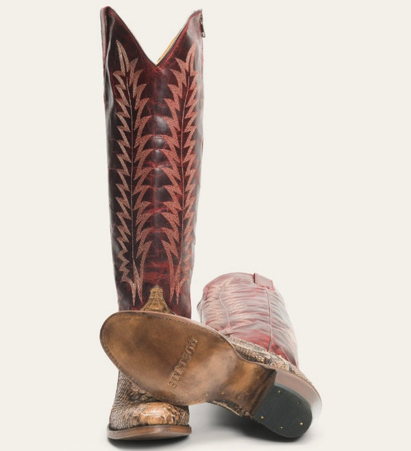 Stetson Women’s RUBY Python Western Boots - red round toe