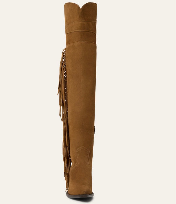 Stetson Women’s GLAM Over-The-Knee Fringe Boot - Brown Suede Vamp