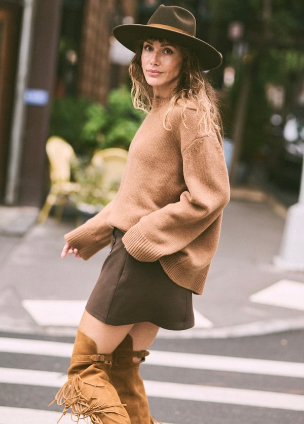 Stetson Women’s GLAM Over-The-Knee Fringe Boot - Brown Suede Vamp