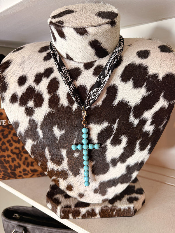 Double Scarf with Cross Necklace