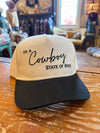 In A Cowboy Sate of Mind Embroidered Hat - cream/black