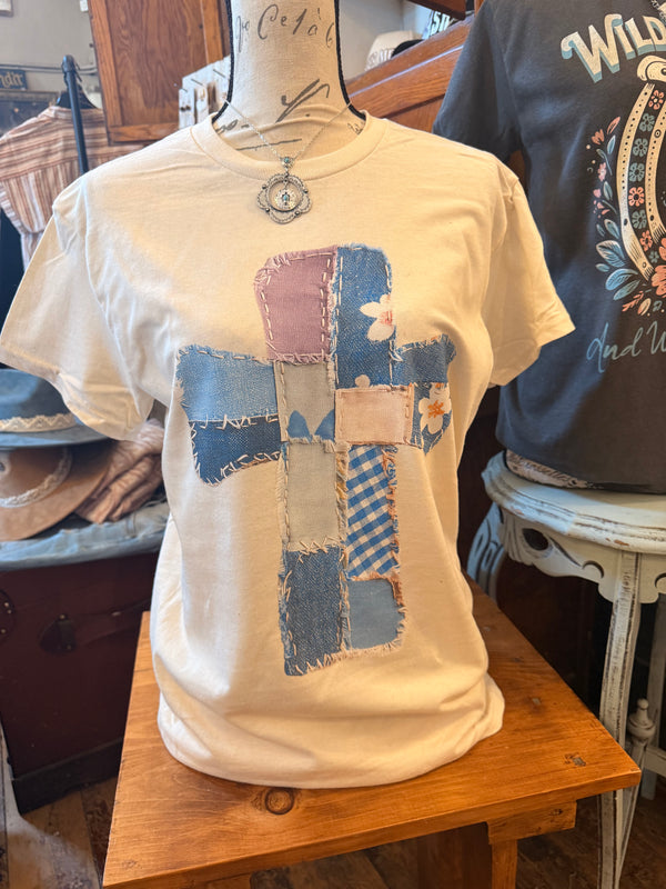 Patchwork Print Cross Graphic Tee