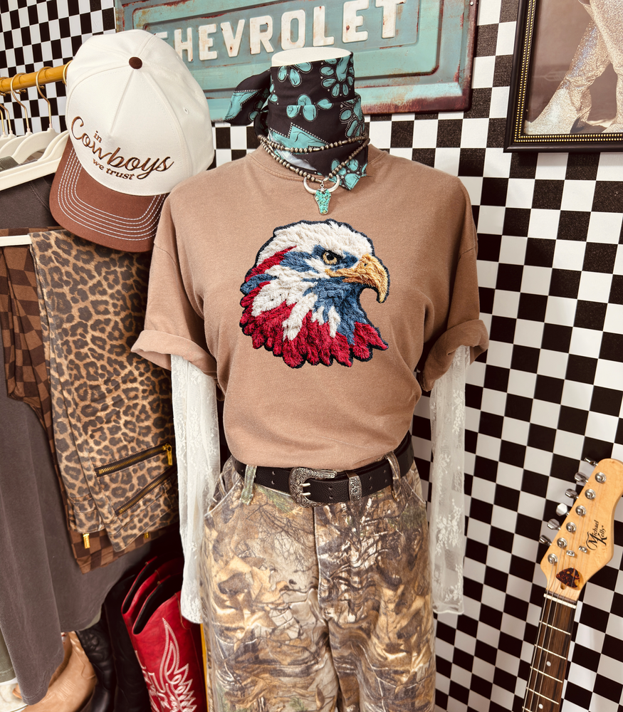 Patriotic Eagle Faux Yarn Graphic Tee