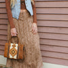 Maggie Floral Textured Maxi Skirt - brown