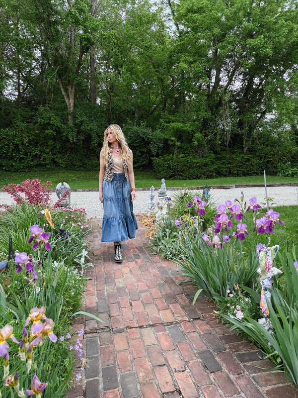Jona Tiered Denim Skirt