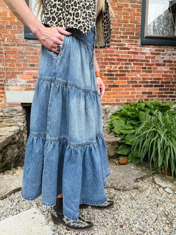 Jona Tiered Denim Skirt