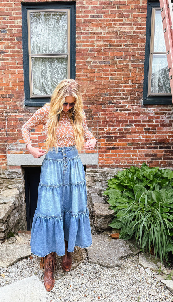 Jona Tiered Denim Skirt