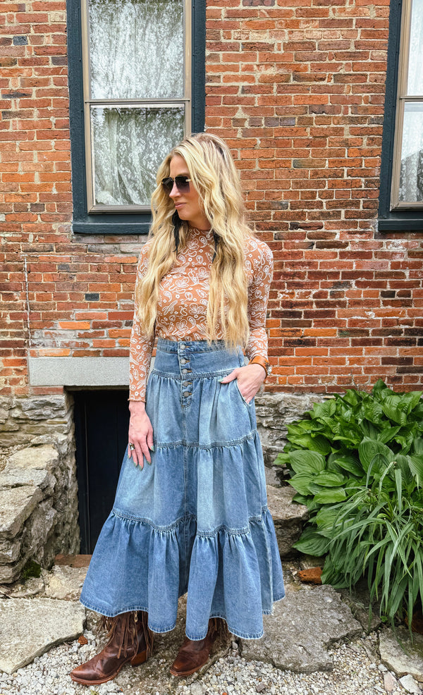Jona Tiered Denim Skirt