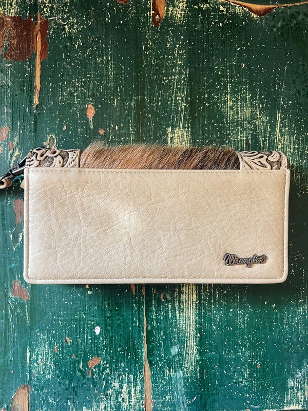 Floral Leather and Hair-on Wrangler Wallet #01