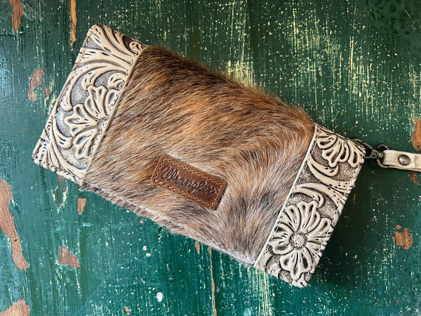 Floral Leather and Hair-on Wrangler Wallet #01