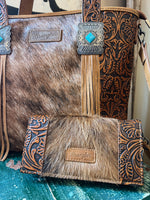 Floral Leather and Hair-on Wrangler Wallet #02