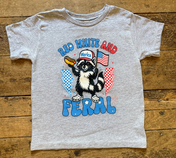 red white feral Kids Tee