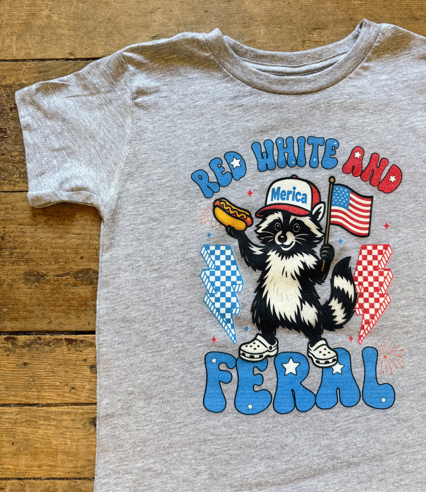 red white feral Kids Tee