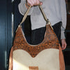 Wrangler Fringe Floral Tooled Hobo Bag - brown