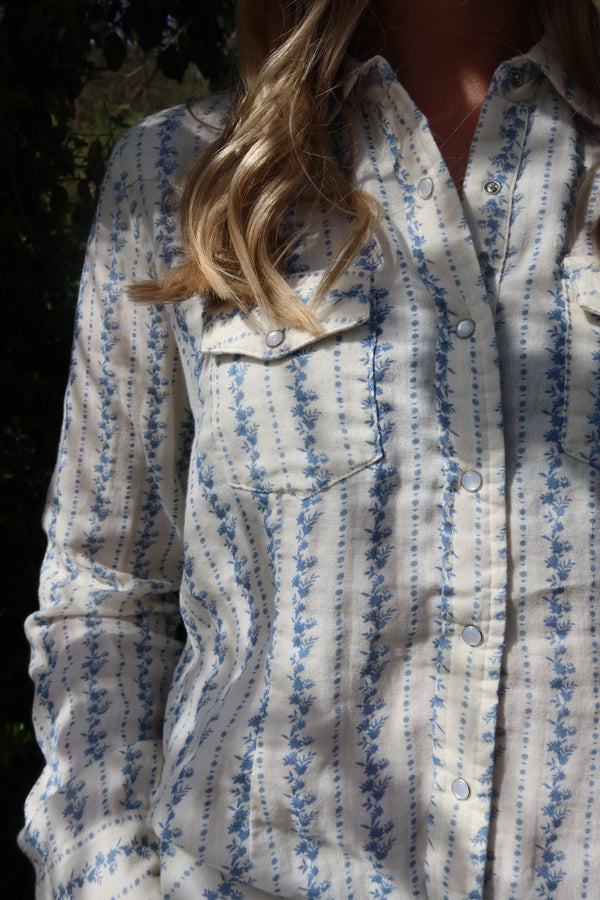 Ava Floral Long Sleeve Pearl Snap Western Shirt