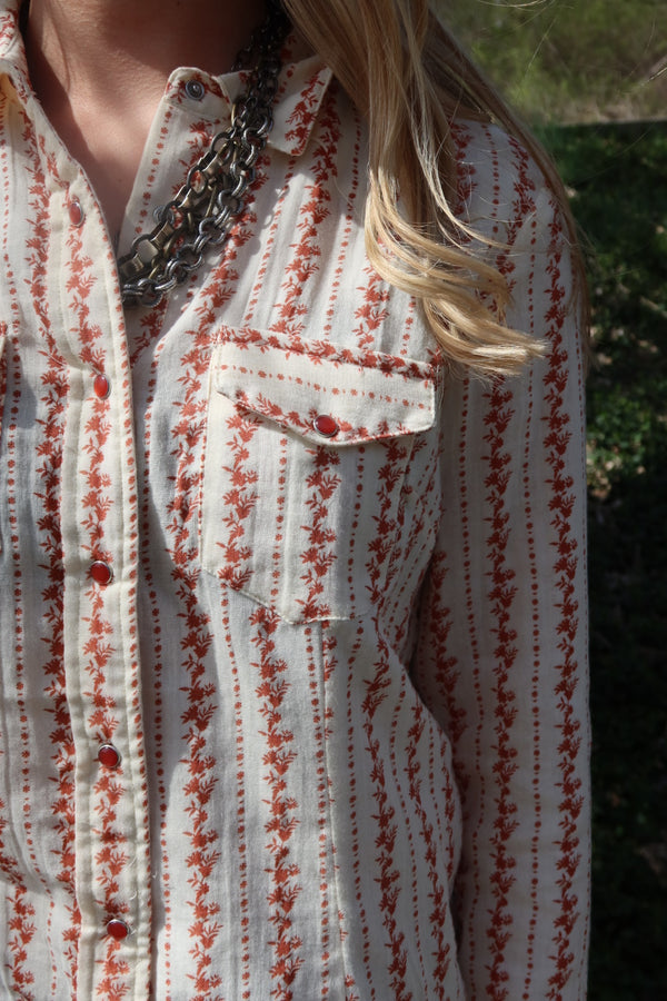 Ava Floral Long Sleeve Pearl Snap Western Shirt