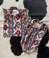 Little Girls Aztec Print Pearl Snap