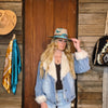 Blue B Denim Jacket with Faux Fur Trim
