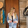 Blue B Denim Jacket with Faux Fur Trim