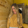 Mineral Washed Textured Cable Sweater - Vintage Camel