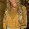 Mineral Washed Textured Cable Sweater - Vintage Camel
