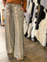 POL Contrast Buckle Back Detail Floral Trim Down Woven Pant