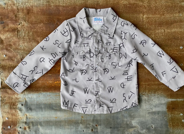 Little Boys Grey Western Brand Pearl Snap