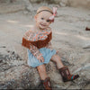 Brown Aztec Off The Shoulder Girls Top - Long Sleeve