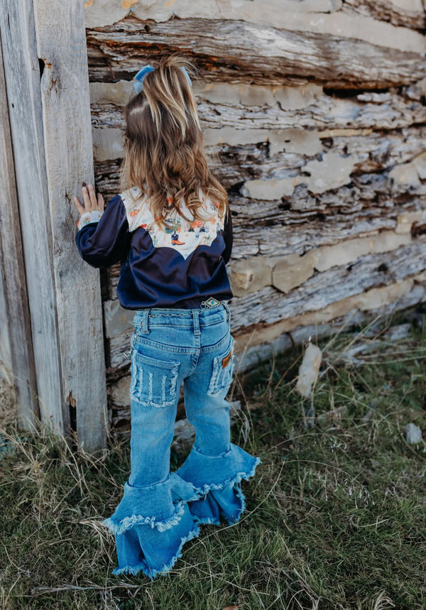 Black Vintage Western Pearl Snap - Long Sleeve