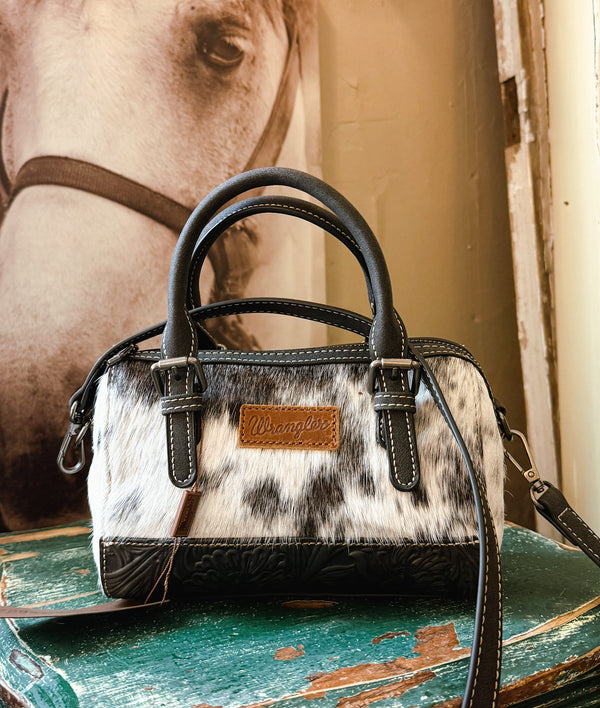 Wrangler Genuine Hair-On Cowhide Barrel Bag/Crossbody