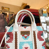 Wrangler Southwestern Pattern Dual Sided Print-Tote/Crossbody with Jean Pocket
