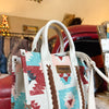 Wrangler Southwestern Pattern Dual Sided Print-Tote/Crossbody with Jean Pocket