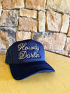Howdy Darlin Embroidered Trucker Hat - navy