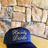 Howdy Darlin Embroidered Trucker Hat - navy