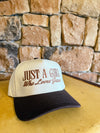 JUST A GIRL Who Loves Jesus Embroidered Baseball Hat - cream/brown