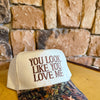 YOU LOOK LIKE YOU LOVE ME Embroidered Hat - cream/camo
