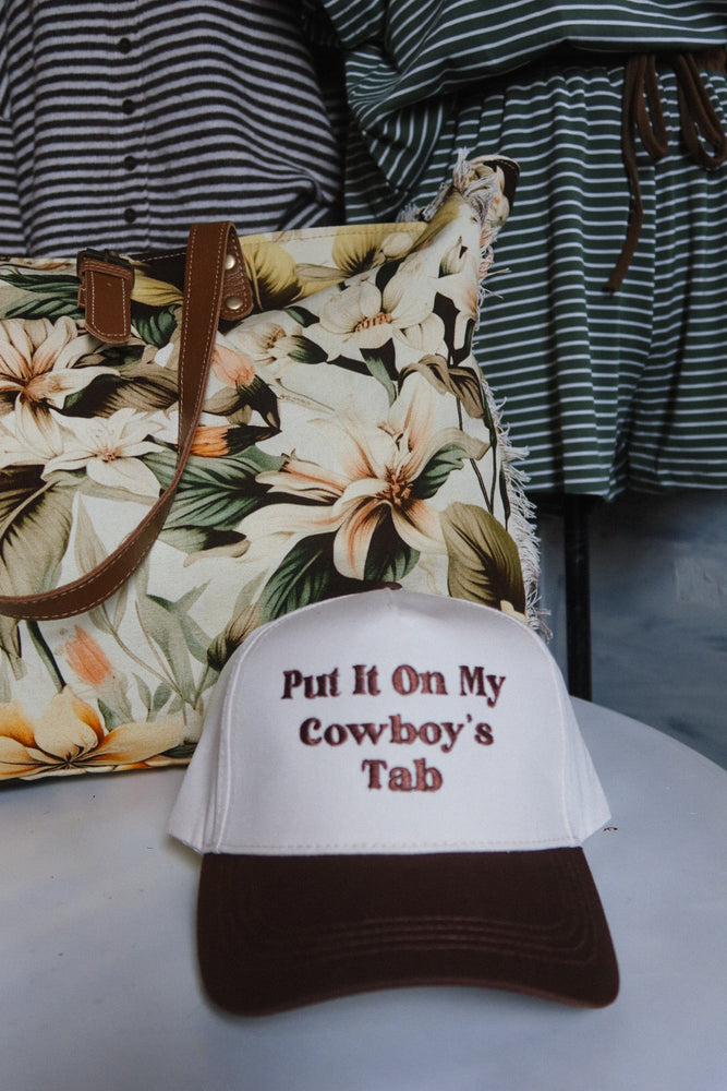Put it on my Cowboy’s tab Embroidered Hat - cream/brown
